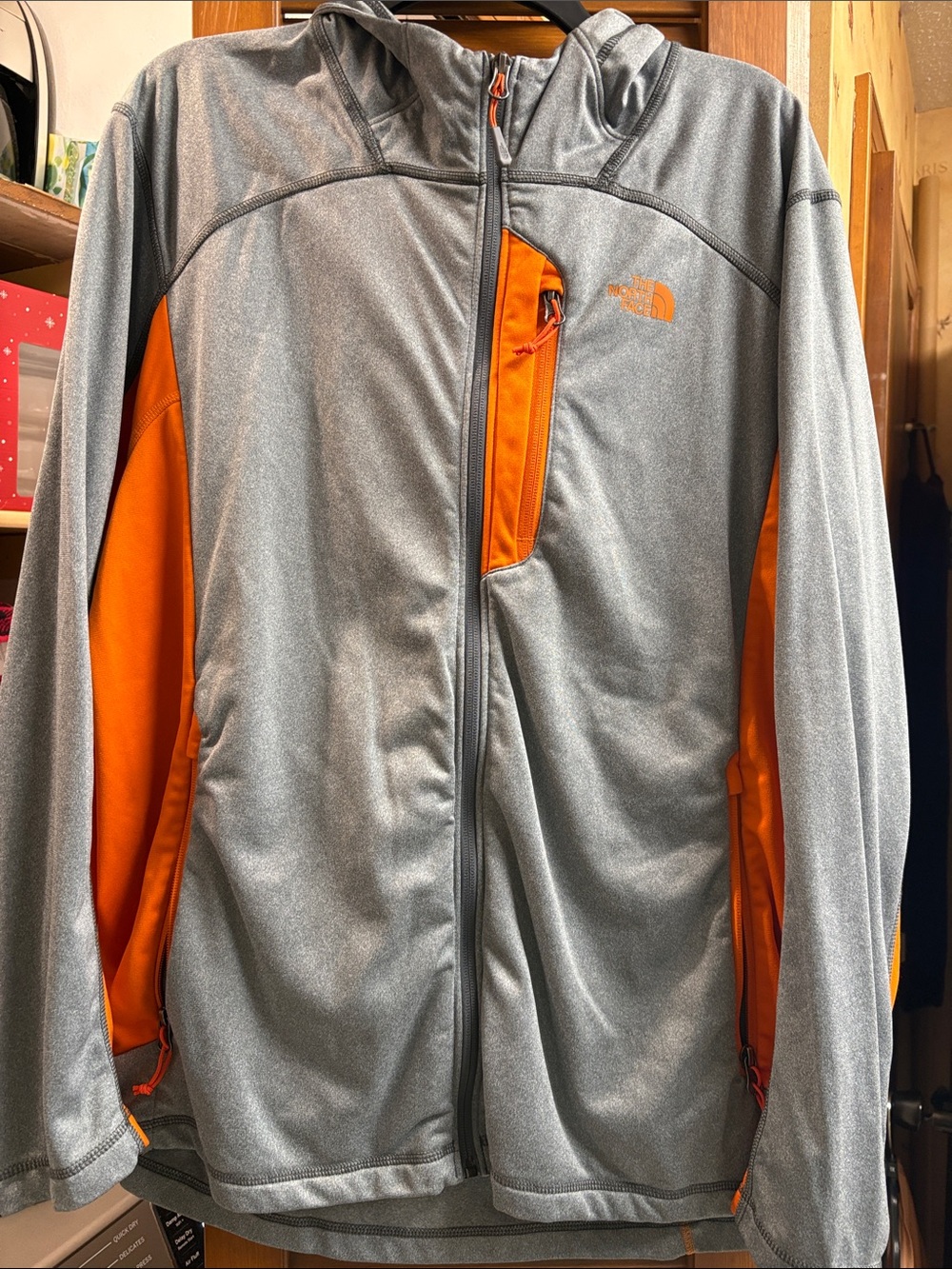 The North Face Gray and Orange Hooded Performance Jacket
